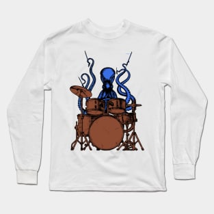 Octopus plays drums colored version Long Sleeve T-Shirt